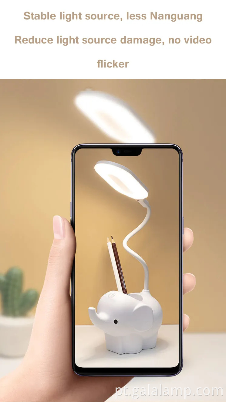 Luminária de mesa de elefante criativo com temperatura de cor ajustável